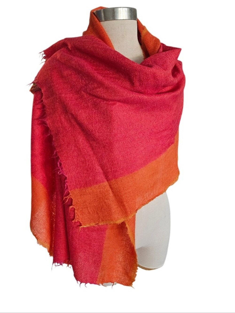 Kuna  Alpaca Silk  Red and Orange Lightweight Wrap Scarf